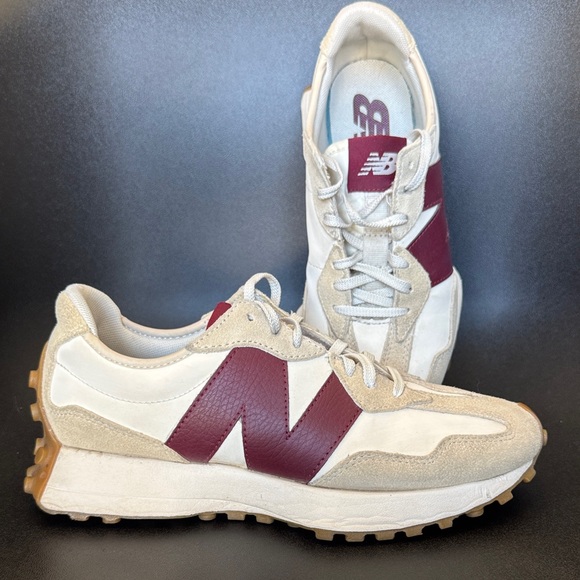 New Balance Shoes - New Balance 327 Sneakers | Women's 9 | Cream & Burgundy | Pre-Owned Excellent